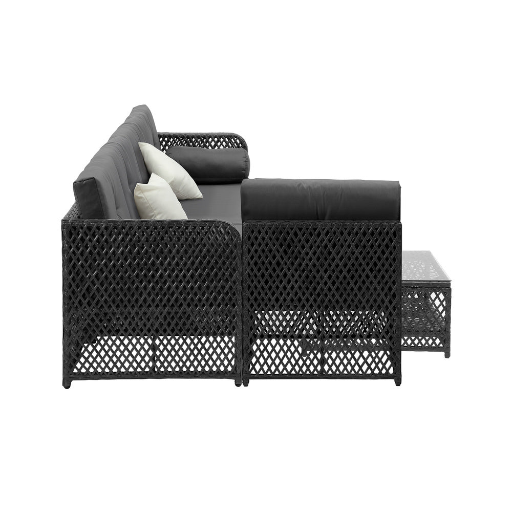 Livsip Outdoor Sofa Set 6 Seater Wicker Rattan Lounge Setting