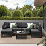 Livsip Outdoor Sofa Set 6 Seater Wicker Rattan Lounge Setting
