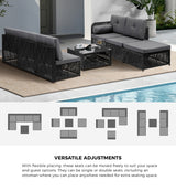 Livsip Outdoor Sofa Set 6 Seater Wicker Rattan Lounge Setting - 45-Degree Angle