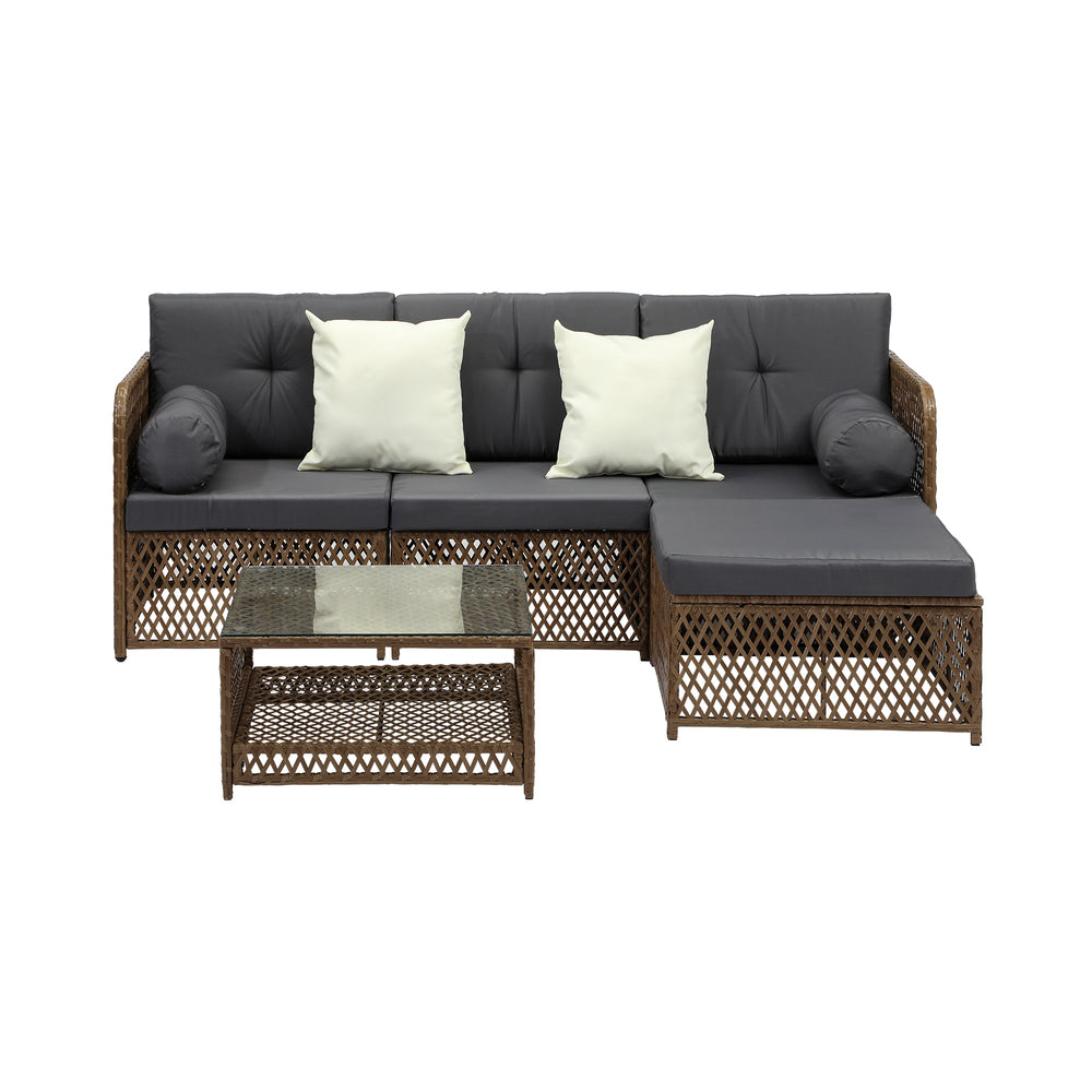 Livsip Outdoor Furniture Lounge Setting 4 Seater Wicker Sofa Set