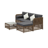 Livsip Outdoor Furniture Lounge Setting 4 Seater Wicker Sofa Set - Rear View