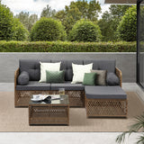 Livsip Outdoor Furniture Lounge Setting 4 Seater Wicker Sofa Set
