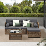 Livsip Outdoor Furniture Lounge Setting 4 Seater Wicker Sofa Set - Top-Down View