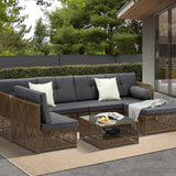 Livsip Outdoor Furniture Lounge Setting 6 Seater Wicker Sofa Set - Rear View