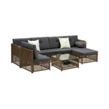 Livsip Outdoor Furniture Lounge Setting 6 Seater Wicker Sofa Set