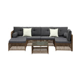 Livsip Outdoor Furniture Lounge Setting 6 Seater Wicker Sofa Set - Front View