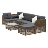 Livsip Outdoor Furniture Lounge Setting 6 Seater Wicker Sofa Set - Side View