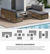 Livsip Outdoor Furniture Lounge Setting 6 Seater Wicker Sofa Set - Top-Down View
