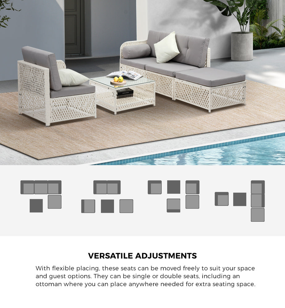 Livsip Outdoor Furniture Sofa Set 5PCS Wicker Lounge Setting