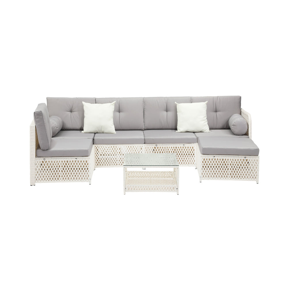 Livsip Outdoor Furniture Sofa Set 7-Piece Wicker Lounge Setting