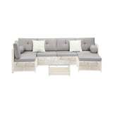 Livsip Outdoor Furniture Sofa Set 7-Piece Wicker Lounge Setting - Close-Up Angle