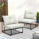 Livsip 2PCS Outdoor Dining Chairs Patio Sofa Lounge Chair Beige