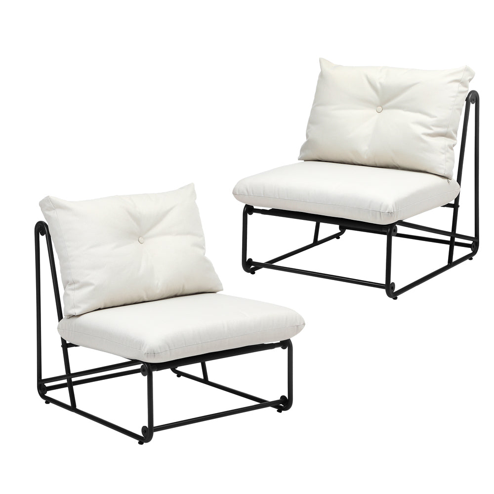 Livsip 2PCS Outdoor Dining Chairs Patio Sofa Lounge Chair Beige