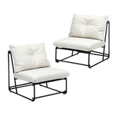 Livsip 2PCS Outdoor Dining Chairs Patio Sofa Lounge Chair Beige