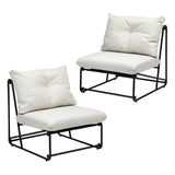 Livsip 2PCS Outdoor Dining Chairs Patio Sofa Lounge Chair Beige