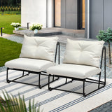 Livsip 2PCS Outdoor Dining Chairs Patio Sofa Lounge Chair Beige - 45-Degree Angle