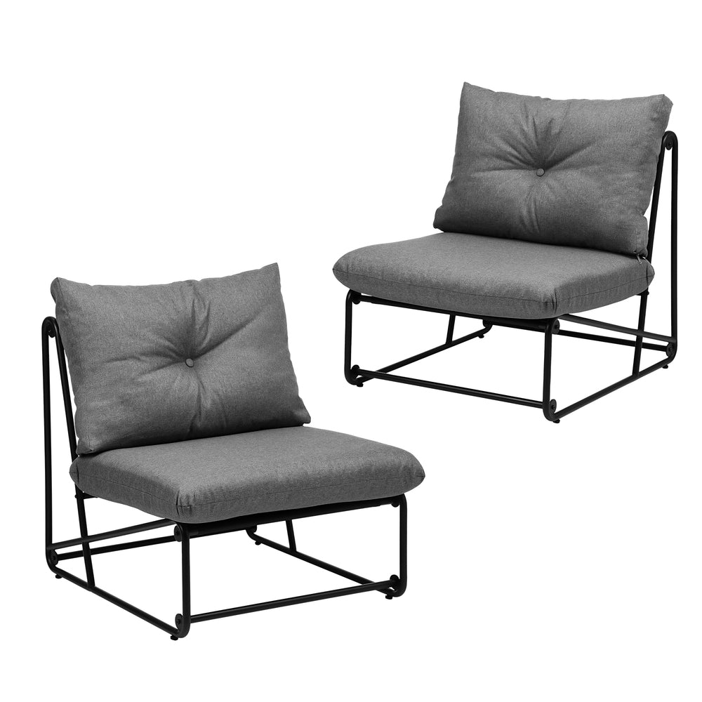 Livsip 2PCS Outdoor Dining Chairs Patio Sofa Lounge Chair Grey