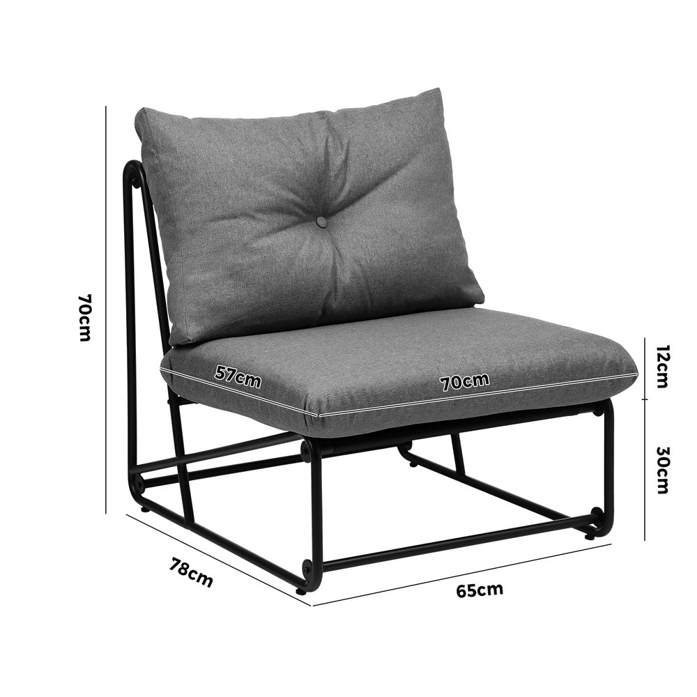 Livsip 2PCS Outdoor Dining Chairs Patio Sofa Lounge Chair Grey