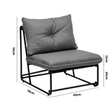 Livsip 2PCS Outdoor Dining Chairs Patio Sofa Lounge Chair Grey - Close-Up Angle