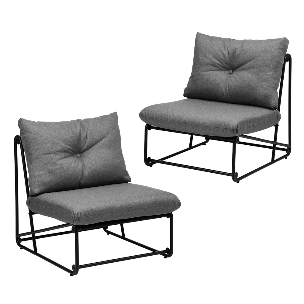 Livsip 2PCS Outdoor Dining Chairs Patio Sofa Lounge Chair Grey