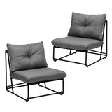 Livsip 2PCS Outdoor Dining Chairs Patio Sofa Lounge Chair Grey - Top-Down View