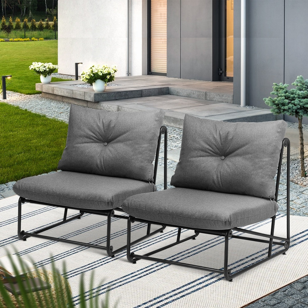 Livsip 2PCS Outdoor Dining Chairs Patio Sofa Lounge Chair Grey