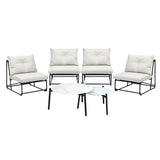 Livsip 6PCS Outdoor Sofa Set Nesting Coffee Table with Chairs Beige