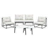 Livsip 6PCS Outdoor Sofa Set Nesting Coffee Table with Chairs Beige - 45-Degree Angle
