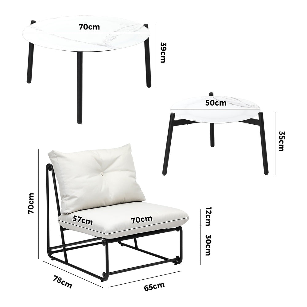 Livsip 6PCS Outdoor Sofa Set Nesting Coffee Table with Chairs Beige