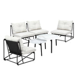 Livsip 6PCS Outdoor Sofa Set Nesting Coffee Table with Chairs Beige - Front View