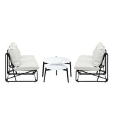 Livsip 6PCS Outdoor Sofa Set Nesting Coffee Table with Chairs Beige