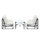 Livsip 6PCS Outdoor Sofa Set Nesting Coffee Table with Chairs Beige - Side View