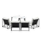 Livsip 6PCS Outdoor Sofa Set Nesting Coffee Table with Chairs Beige