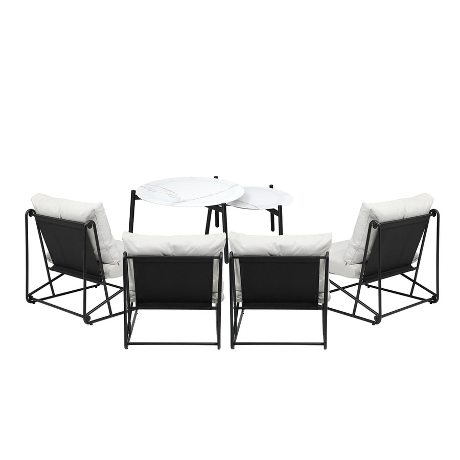 Livsip 6PCS Outdoor Sofa Set Nesting Coffee Table with Chairs Beige