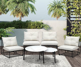 Livsip 6PCS Outdoor Sofa Set Nesting Coffee Table with Chairs Beige