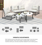 Livsip 6PCS Outdoor Sofa Set Nesting Coffee Table with Chairs Beige