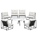 Livsip 8PCS Outdoor Sofa Set 2-in-1 Coffee Table with Chairs Beige - Extra Image