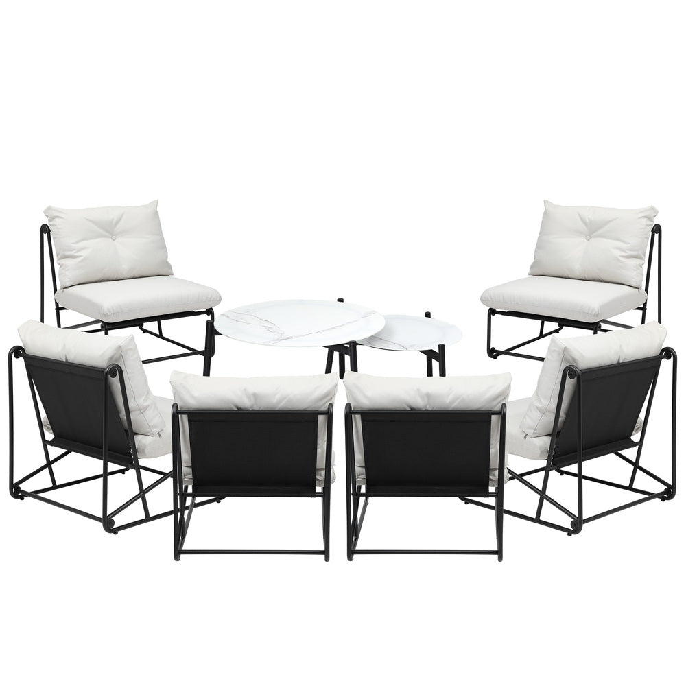 Livsip 8PCS Outdoor Sofa Set 2-in-1 Coffee Table with Chairs Beige