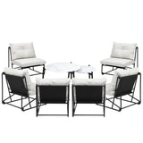 Livsip 8PCS Outdoor Sofa Set 2-in-1 Coffee Table with Chairs Beige - Side View