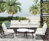 Livsip 8PCS Outdoor Sofa Set 2-in-1 Coffee Table with Chairs Beige