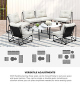 Livsip 8PCS Outdoor Sofa Set 2-in-1 Coffee Table with Chairs Beige