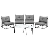 Livsip 6PCS Outdoor Sofa Set Nesting Coffee Table with Chairs Grey - 45-Degree Angle