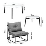 Livsip 6PCS Outdoor Sofa Set Nesting Coffee Table with Chairs Grey - Low Angle