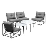 Livsip 6PCS Outdoor Sofa Set Nesting Coffee Table with Chairs Grey - Top-Down View