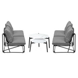 Livsip 6PCS Outdoor Sofa Set Nesting Coffee Table with Chairs Grey