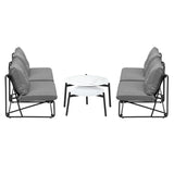 Livsip 6PCS Outdoor Sofa Set Nesting Coffee Table with Chairs Grey - Front View