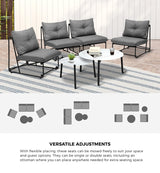 Livsip 6PCS Outdoor Sofa Set Nesting Coffee Table with Chairs Grey - Extra Image