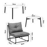 Livsip 8PCS Outdoor Sofa Set 2-in-1 Coffee Table with Chairs Grey - Low Angle
