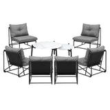 Livsip 8PCS Outdoor Sofa Set 2-in-1 Coffee Table with Chairs Grey - Top-Down View