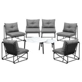 Livsip 8PCS Outdoor Sofa Set 2-in-1 Coffee Table with Chairs Grey